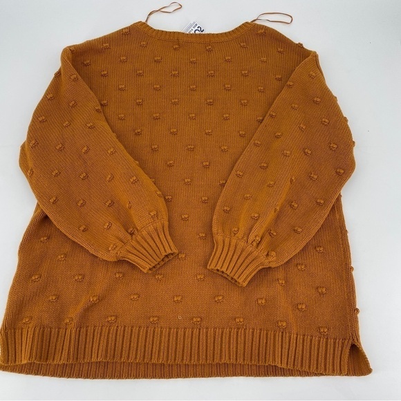 Harper Grey Mustard Textured Polka Dot Sweater - Picture 5 of 7